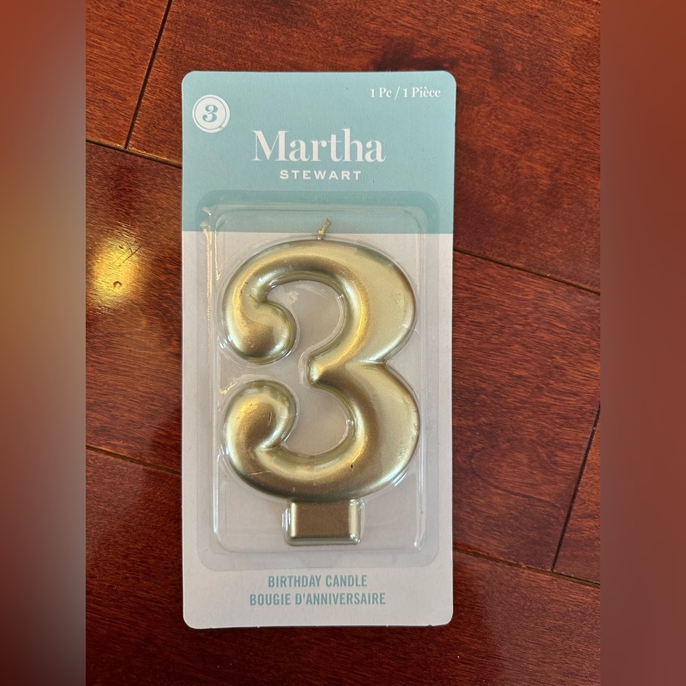 Martha Stewart Large Number 3 Candle